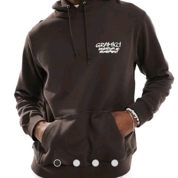 Gramicci Knit Napping Climber Hoodie Mens Medium Brown Graphic Sweatshirt NWOT